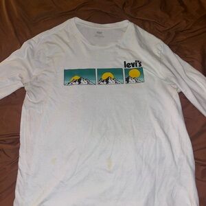 Levi's White Long Sleeve with Mountain Graphic